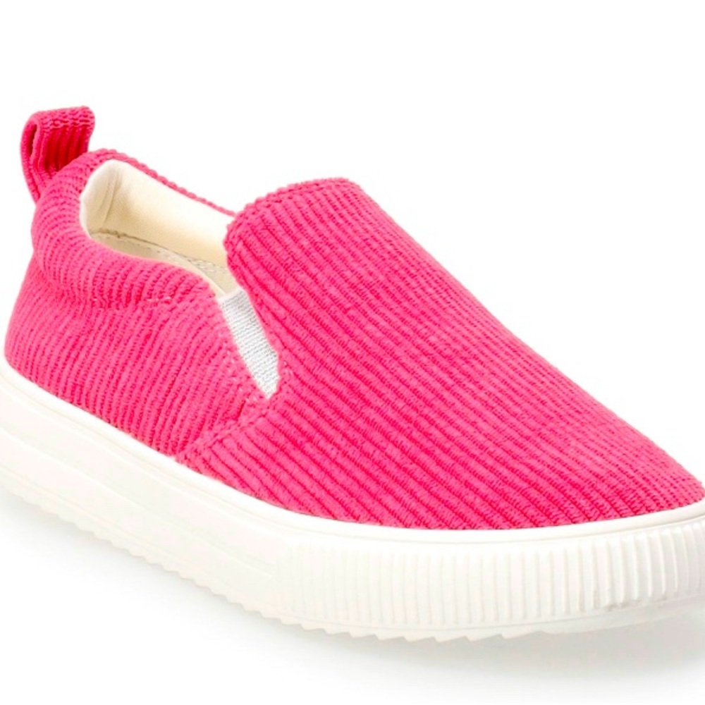 SO Big Girl’s Pink Cord Evalyn Slip-on Casual Memory Foam Sneakers Shoes 4 M